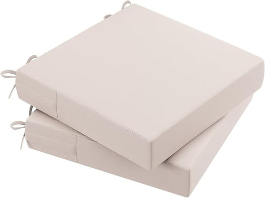 AAAAAcessories Outdoor Seat Cushions for Chairs, Waterproof, Fade-Resistant, 20" x 20" x 3", Patio Furniture Replacement Cushions, Set of 2, Sandstone Beige