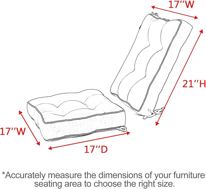 Favoyard Rocking Chair Cushion Set, Indoor & Outdoor Rocker Cushions, Water Resistant Seat Cushion Set for Patio Furniture 3-Year Color Fastness Chair Pads with Ties, Beige