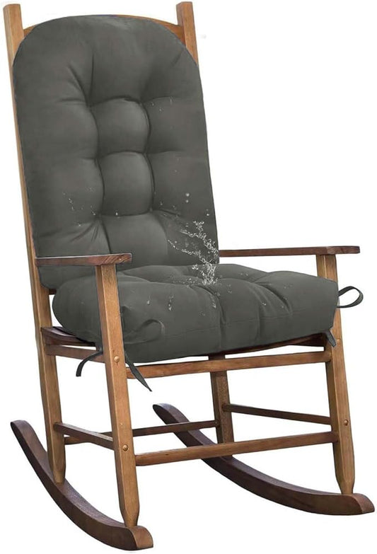 Waterproof Rocking Chair Cushion Patio Chair Cushions Tufted Chair Pads for Rocker Furniture Indoor Outdoor Dark Grey