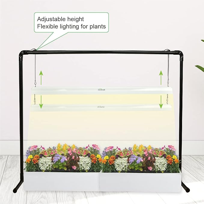 2 feet LED Grow Light Stand for Seedling,Iron Pipe Frame,with Natural White Light Full Spectrum LED Plant Growing Lamp, Light Height Ajustable,with Timer Outlet