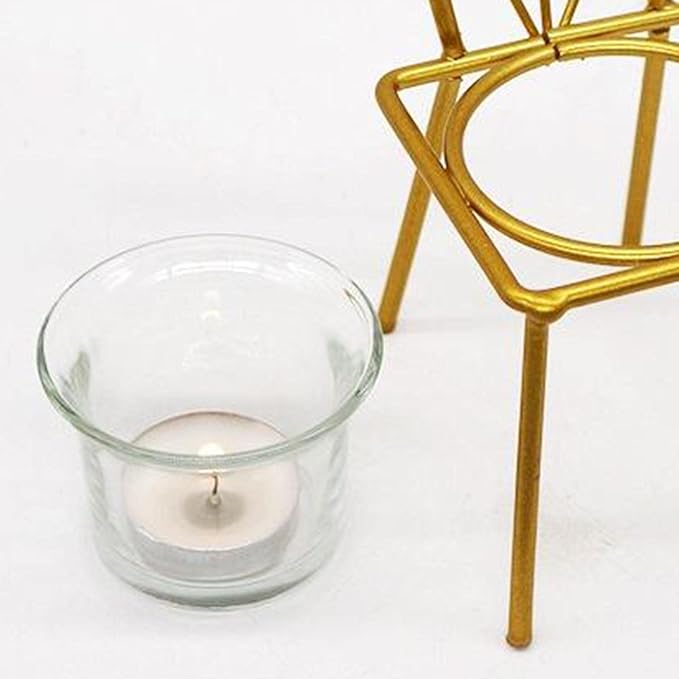 Iron Chair Candle Holder Gold Chair Shape Design Tea Light Candle Holder Mini Flower Planter Home Decor or Tabletop Candlestick Stand