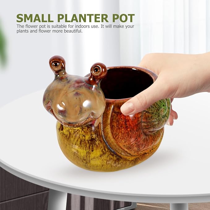 Snail Flowerpot Decorative Resin Planter 5.90X5.11X3.34In Indoor Outdoor Succulent Pot for Home Garden Balcony Tabletop Decor