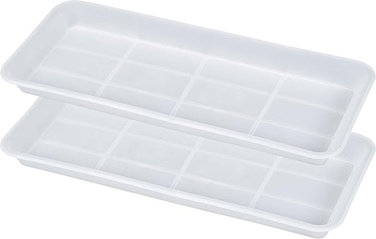 2 Pack of Plastic Plant Tray Saucer Rectangular 30 inch, Plant Trays Saucers for Indoors Outdoor, Plant Water Drip Tray for Flower Pot Planter, Windowsill Plant Tray (8 X 30'', Clear)