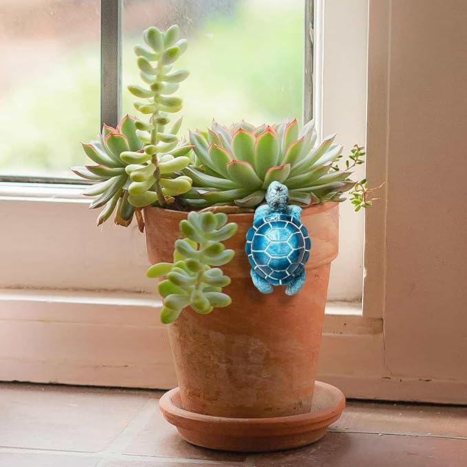 Resin Hanging Sea Turtle for Pot, Tortoise Figure Flower Pot Hugger Plant Pot Hanger Small Statue Terrapin Sculptures for Bonsai Planter Terrarium Garden Decor