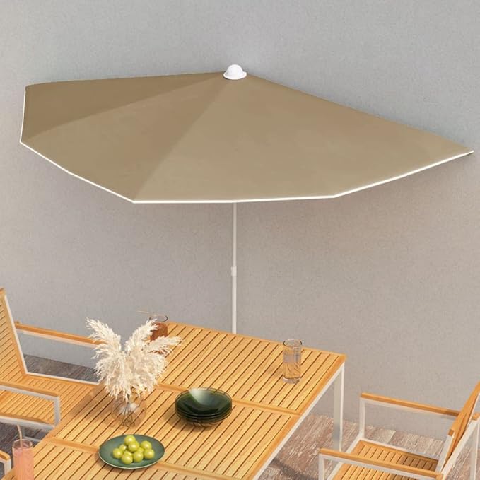 Garden Half Parasol with Pole,Sun Shade Umbrella,Outdoor Umbrellas,Patio Umbrella,Table Umbrella,Picnic Umbrella,for Patios,Gardens,Balconies,Decks, 70.9"x35.4" Sand