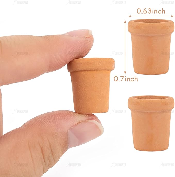 AUEAR, 8 Pack Fairy Garden Mini Clay Pots Ceramic Pottery Planter Cactus Flower Succulent Pot for 1:12 Scale