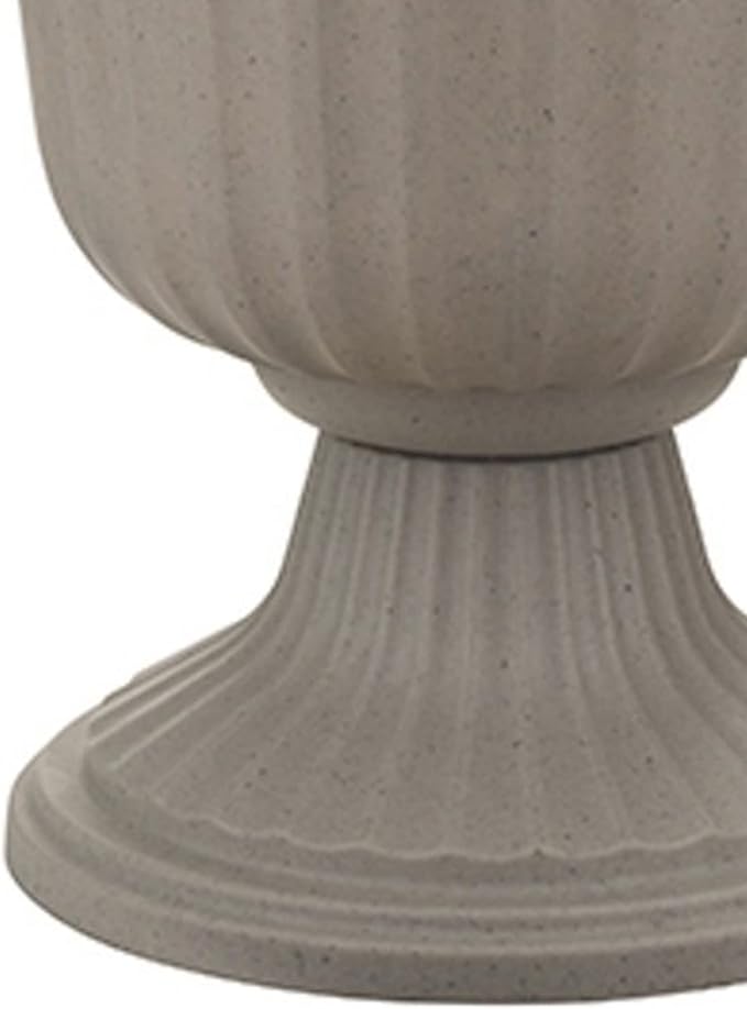 Southern Patio 14 Inch Large Outdoor Home Lightweight Plastic Utopian Urn Flower Planter Pot for Entryways and Backyard Patios, Stone