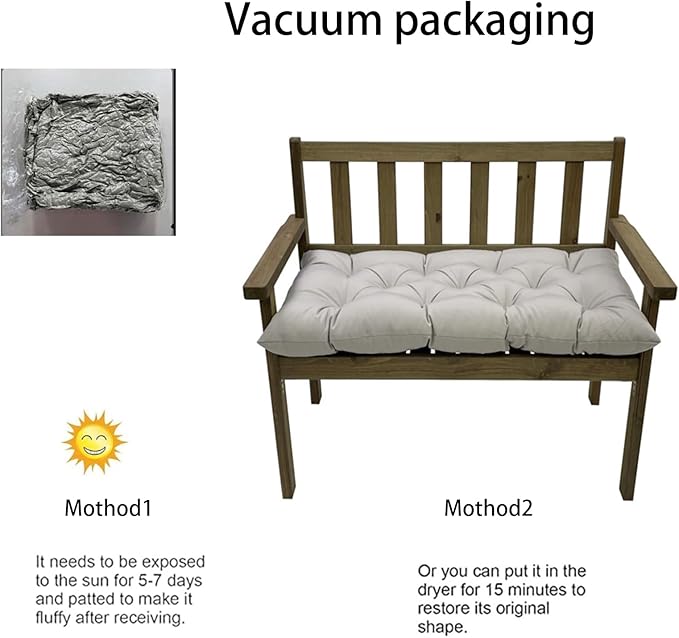 Outdoor Bench Cushions Waterproof 40 in Thicken Patio Swing Chair Cushion for Wicker Loveseat Settee Garden Indoor Bench Chair Seat Replacement Pads,40 * 20",Khaki
