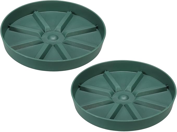 PATIKIL 6 Inch Plant Saucers Tray, 2Pcs Durable Plastic Round Flower Pot Drip Tray Thicker Anti-Rot Root for Indoors Outdoors Home Garden, Green