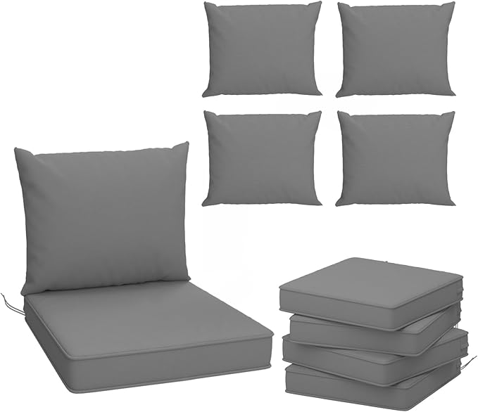 Outdoor Chair Cushions Set of 4, 24 x 24 Inch Patio Furniture Cushions with Splash-Proof Covers, Outdoor Cushions for Patio Furniture Replacement, Lake Blue