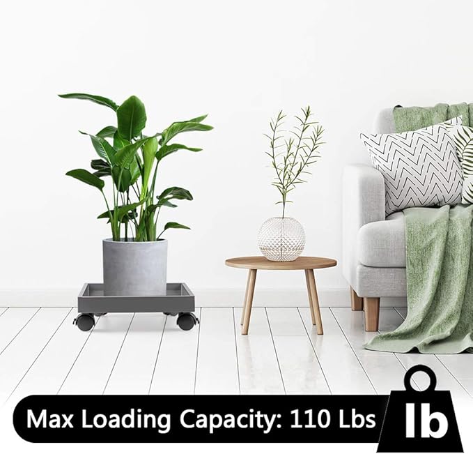 Skelang Square Wheeled Plant Dolly - ABS Planter Trays, Heavy Duty, Load Capacity 110 Lbs