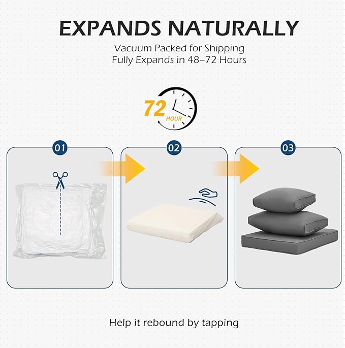 HOMREST Replacement Cushions for Outdoor Furniture, 25x25 Inch 14-Piece Patio Furniture Cushions, Waterproof Fade Resistant Non-Slip Cushion Set for 6-Seat Rattan Wicker Conversation Sets, Dark Gray