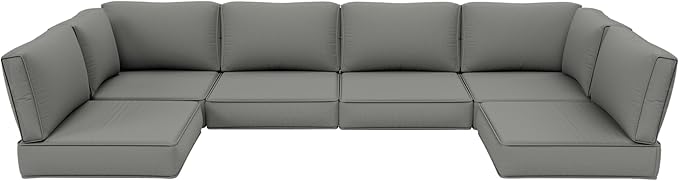 Outdoor Furniture Replacement Cushions, 5" Foam Foam High-Density, Fits 6-seat Sectional Rattan Conversation Set, 14 Piece Patio Water-Resistant Replacement Sofa Cushions, Liner&Cover
