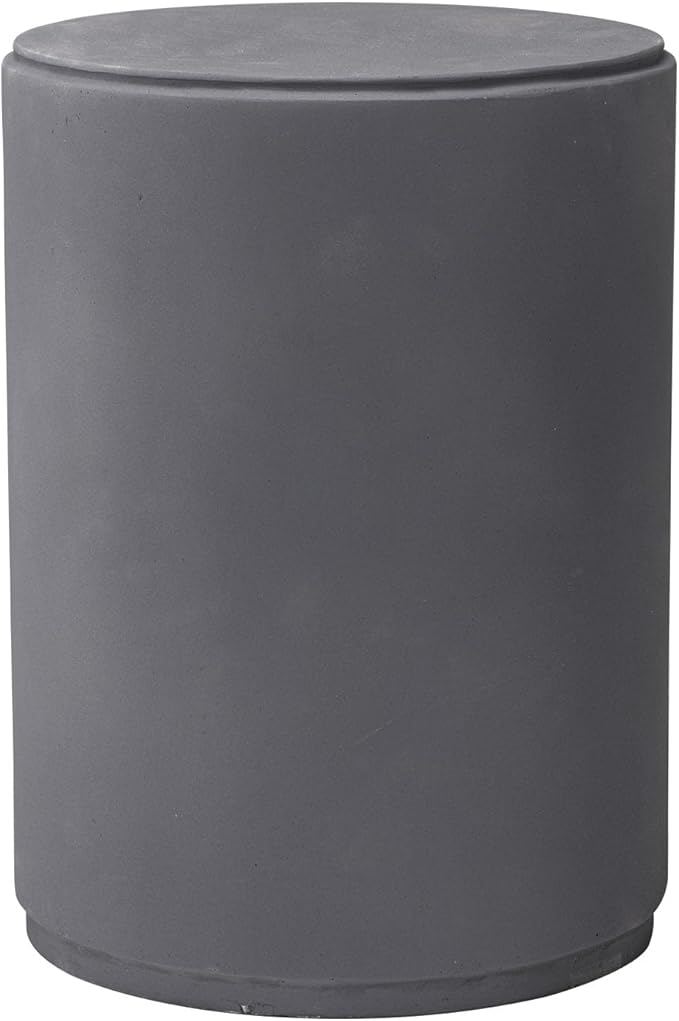 COSIEST 21" Outdoor Side Table, Weather-Resistant Round Concrete End Table for Patio,Durable Small Outside Tables Accent Stool for Garden, Porch, Deck, Balcony & Beach，Cement Gray