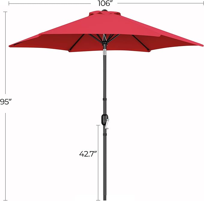 Yaheetech 9FT Patio Umbrella, Outdoor Table Market Umbrella with Push Button Tilt and Crank, Polyester Yard Sun Shade for Garden, Deck, Backyard, Pool