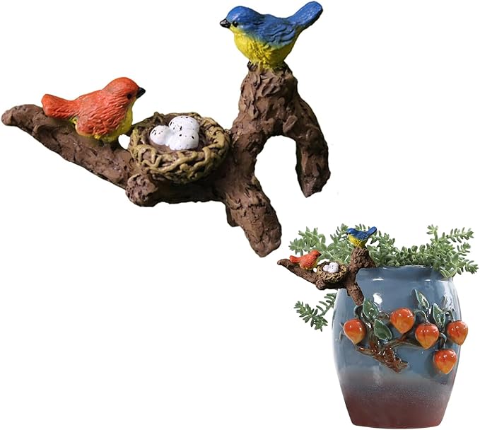Plant Decorations for Pots Plant Pot Bird Huggers Figurines Mini Animal Ornaments for Potted Flower Decorations Cute Hugger Sculptures Planter Pot Decor Garden Figurine Hugger for Planters
