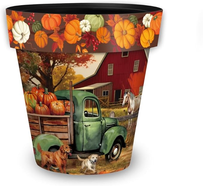 Briarwood Lane Fall Planter 8.5" x 8.5" x 8.5" Autumn Farm Small for Fall Planter