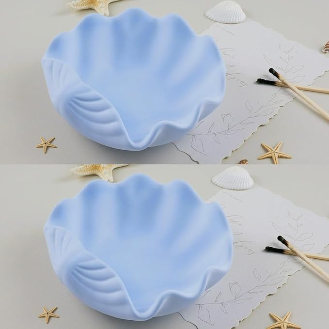 2 Pack 6.5 Inch Large Seashell Silicone Molds, Conch Candle Containers Mold, Handmade Storage Tray Resin Sea Snail Mould, Clam Shells Concrete Succulent Planter Mold