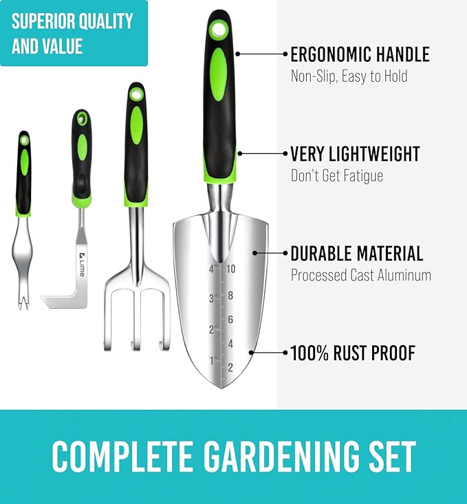 GROWIT Heavy Duty Gardening Tools - 23-Piece Gardening Gifts for Women, Men, Mom, Dad - Durable, Ergonomic Garden Tools Set