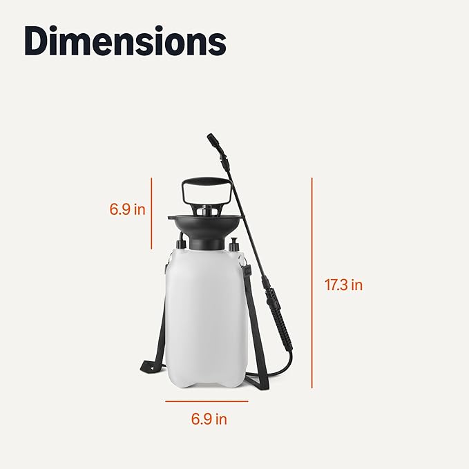 Amazon Basics Garden Sprayer for Gardens and Flower Beds, 1.3 Gallon (5L) Capacity with Extension Wand