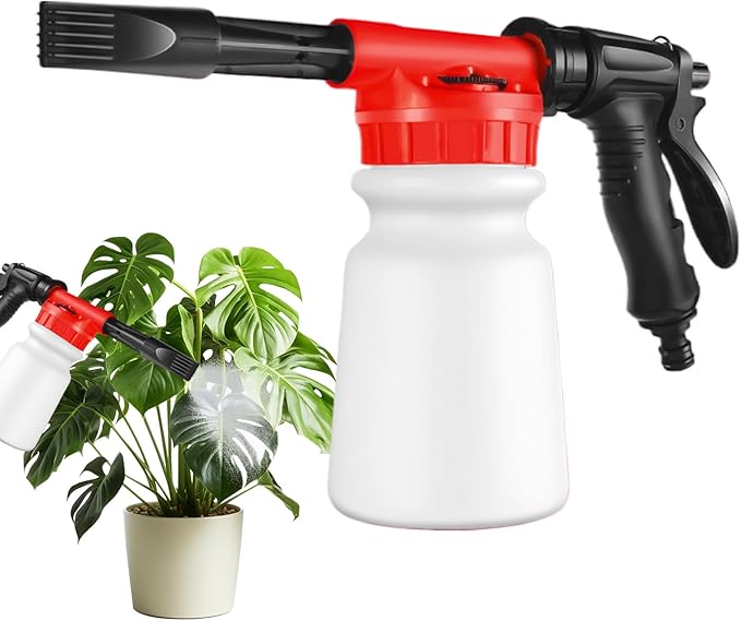 Foam Cannon - 1L Handheld Pressurized Sprayer, Garden Foaming Sprayer, Soap Washer Tool | Car Cleaning Hose Attachment, Automobile Detailing Accessory, Use for Home Driveway Garage Washing