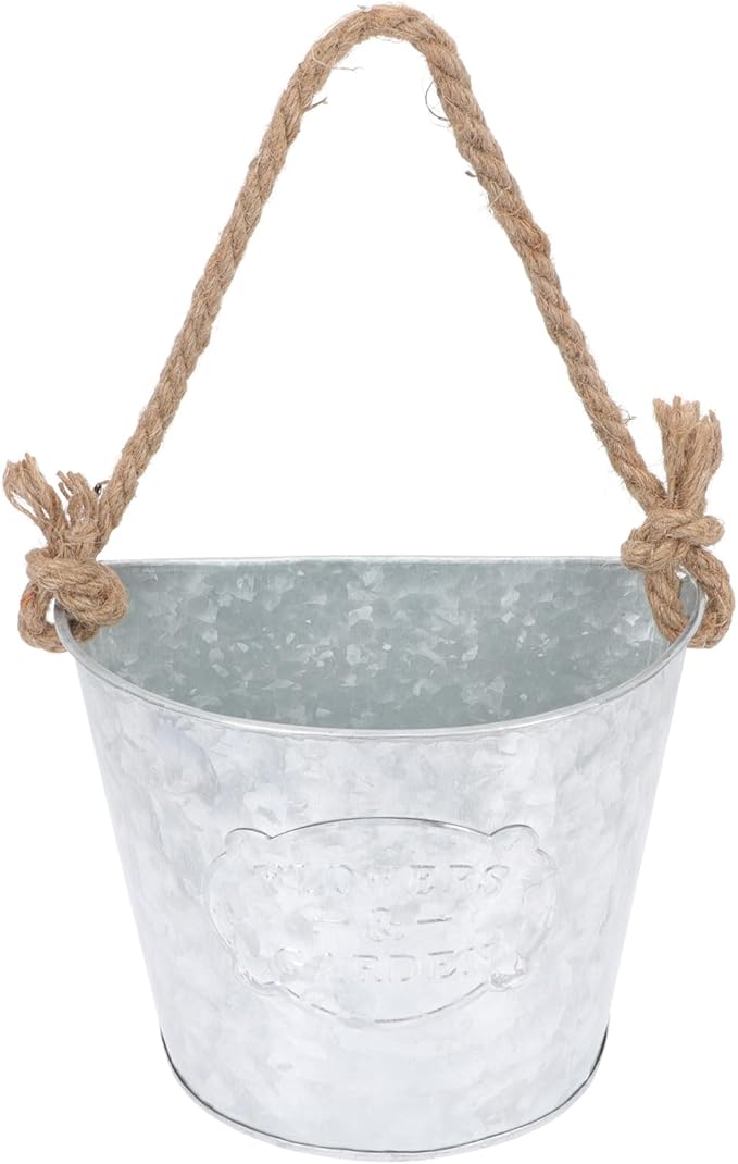 BESPORTBLE Wall Hanging Planters, Rustic Iron Plants Pot Wall Mounted Pots Plants Container with Rope for Porch Railings Garden Balcony Patio Home Decor
