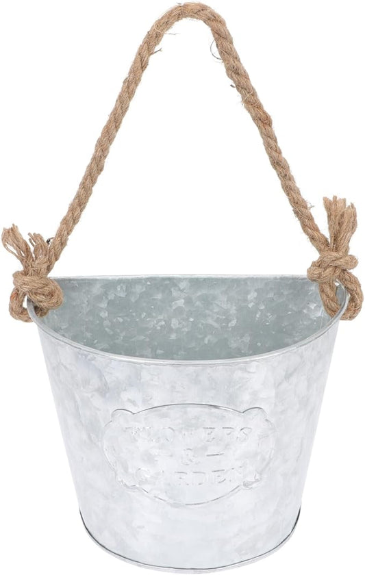 BESPORTBLE Wall Hanging Planters, Rustic Iron Plants Pot Wall Mounted Pots Plants Container with Rope for Porch Railings Garden Balcony Patio Home Decor