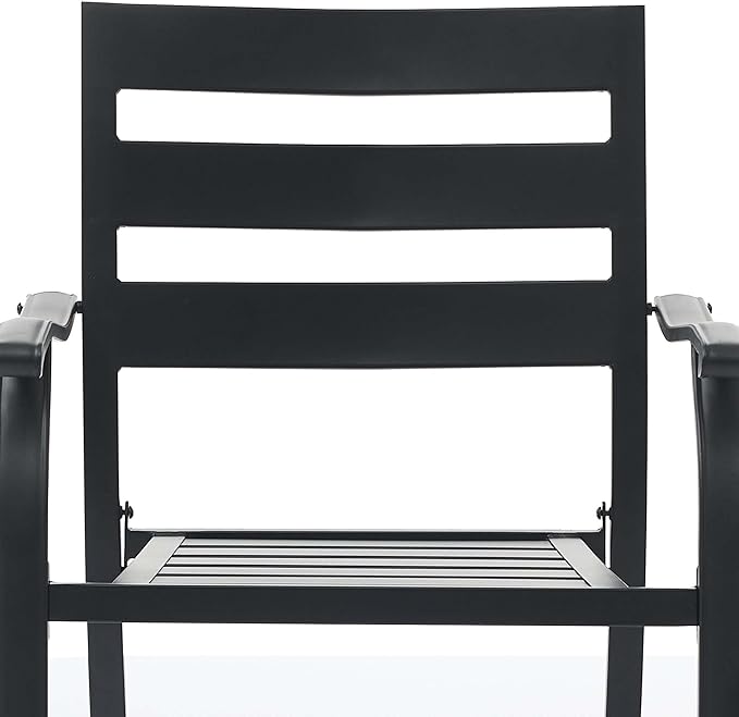 Patio Dining Chairs Set of 8, Black Stackable Outdoor Dining Chairs, Metal Patio Furniture Set for Garden Backyard Lawn Deck Support Over 300 lbs
