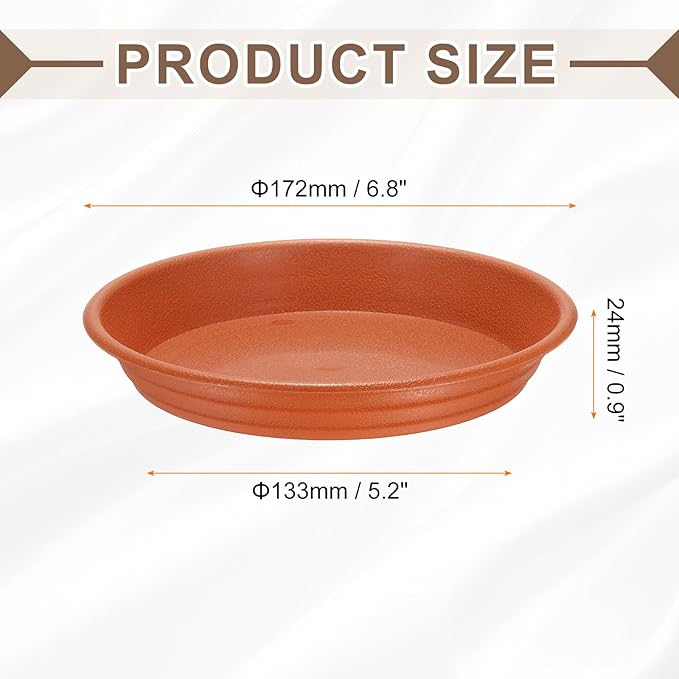 HARFINGTON Plastic Plant Saucer 5.2" Round Drip Trays Flower Pot Saucers Flower Base Bottom Drainage Tray for Indoors Outdoors Planters, Pottery Red