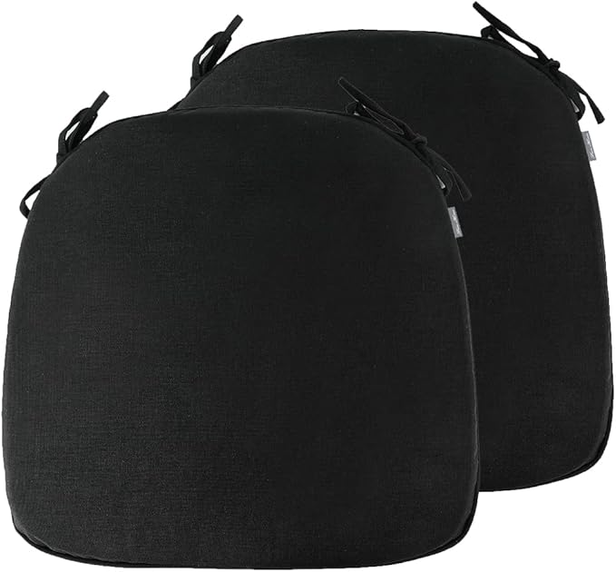 Outdoor Chair Cushions Set of 2,Patio Seat Cushion 17"x16"x2",U-Shaped Dining Chair Cushion 17 by 16 Inch,Water Resistant,Fade-Resistant Chair Pads for Kitchen Garden Furniture(Black)