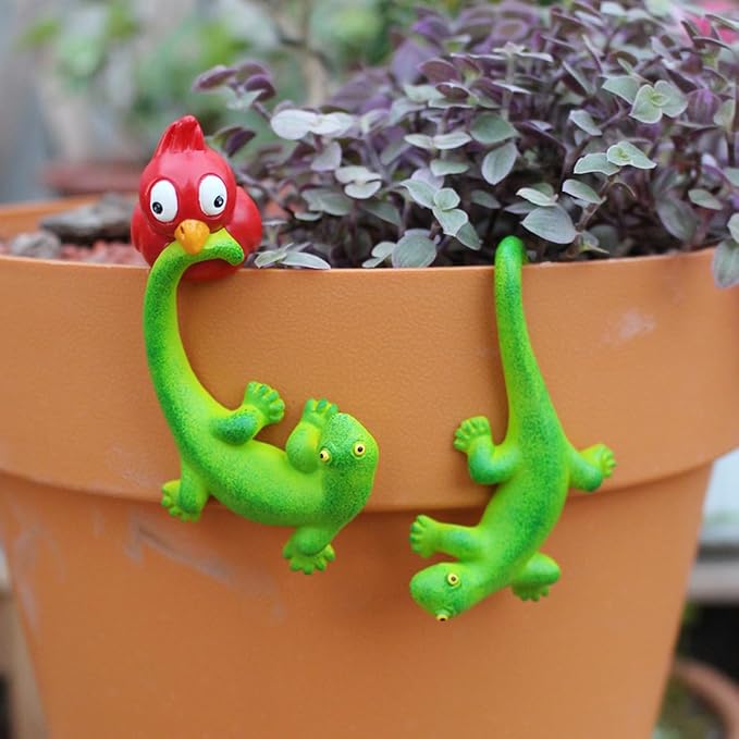 Tortoise Figure Plant Pot Hanger, Turtle Flower Pot Hugger, Resin Tortoise Statue, Funny Pot Huggers for Planters, Cute Climbing Tortoise Flower Pot Hugger, Garden Fence Balcony Patio Yard (BIRD)