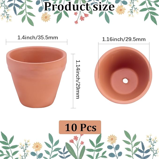 GORGECRAFT 10Pcs Small Terracotta Pots Bulk Ceramic Porcelain Pottery Plant Cactus Flower Mini Planter Pot with Drainage Hole for Succulent DIY Craft Wedding Favor Home Office Decor