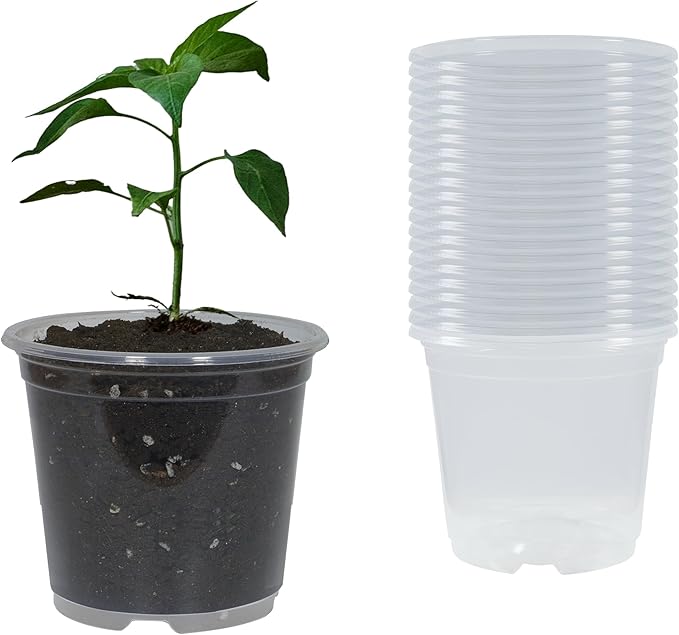 20 Pack 4 Inch Clear Nursery Pots with Drainage Plant Pots for Plants Transparent Potting Containers for Plants Seeding Starter Pot(Clear, 4 Inch 20 Pcs)