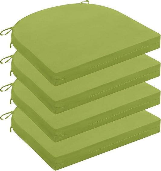 Wellsin Outdoor Chair Cushions for Patio Furniture - Patio Chair Cushions Set of 4 - Water Resistant Round Corner Outdoor Seat Cushions 17"X16"X2", Grass Green