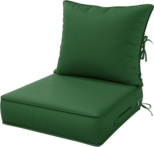 Outdoor Patio Chair Cushions Set 24 L X 24 W X 5 H Waterproof & Fade Resistant Deep Seat and Back Cushions with Removable Covers Outdoor Seat Cushion Set for Chairs and Sofas