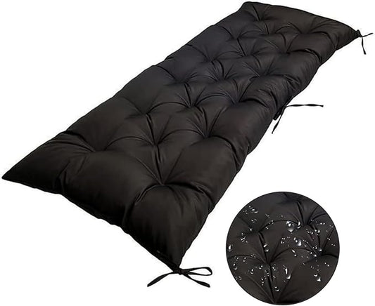 Waterproof Indoor/Outdoor Bench Cushion Garden Non-Slip Swing Chair Cushion, Outdoor Chair Cushions for Patio Furniture Swing Wicker Garden Bench, Lounger Seat (40x20in, Black)