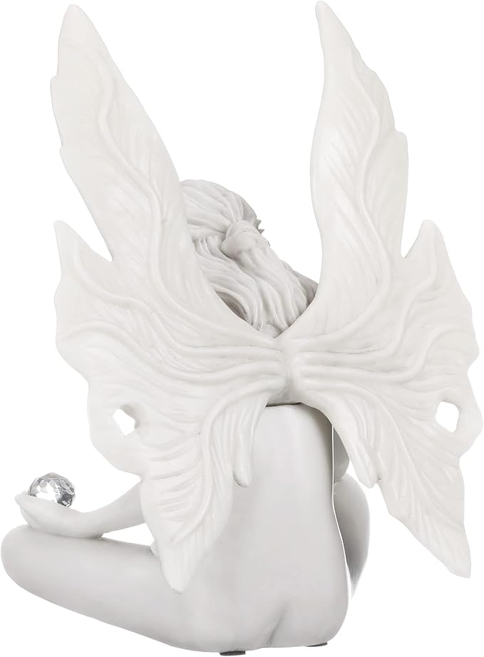 Design Toscano Gazing Secret Garden Fairy Woman Statue Figurine, 7 inches wide, 10 inches tall, Cast Stone Resin, Antique Stone Finish