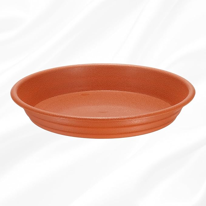 HARFINGTON Plastic Plant Saucer 5.2" Round Drip Trays Flower Pot Saucers Flower Base Bottom Drainage Tray for Indoors Outdoors Planters, Pottery Red