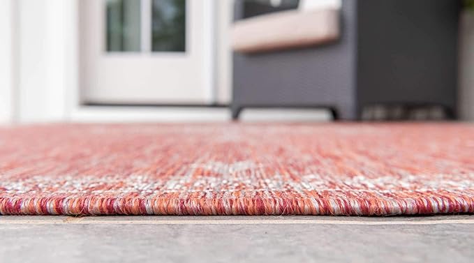Unique Loom Outdoor Traditional Collection Area Rug - Antique (2' x 6' 1" Runner, Rust Red/ Gray)