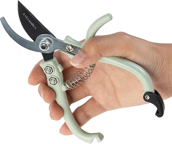 Pruning Shears for Gardening,Lightweight Plant Shears,Q-Shaped Garden Scissors for Cutting Flowers，Pruners for Tree Trimming,Indoor Plant Scissors for Women (Green)