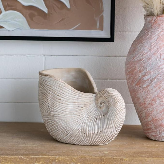 Modern Ceramic Accent Planter for Indoor Plants with Sleek Face Design and Smooth Glazed Finish for Living Room or Office Decor (Beige Multi + Cement-1)