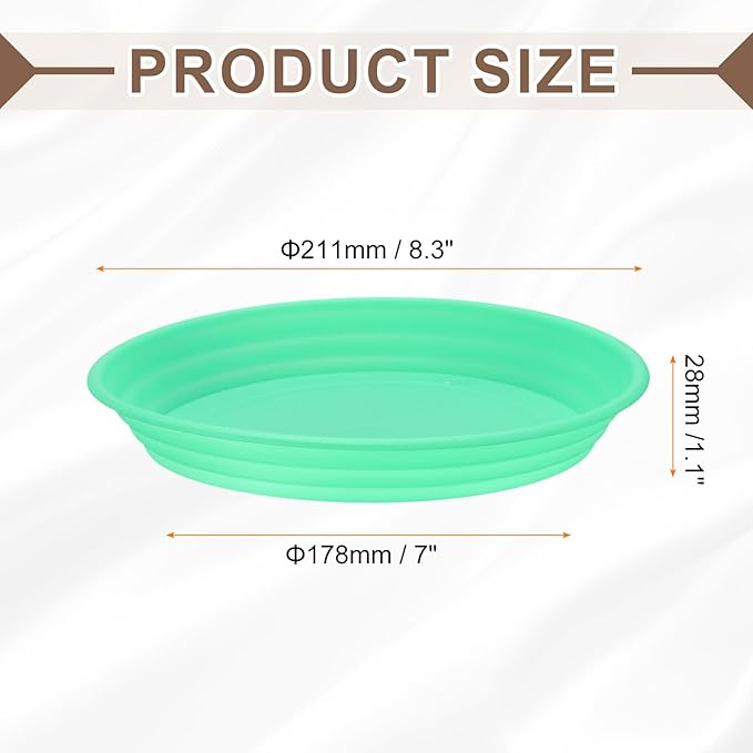 HARFINGTON Plastic Plant Saucer 7" Round Drip Trays Flower Pot Saucers Flower Base Bottom Drainage Tray for Indoors Outdoors Planters, Green