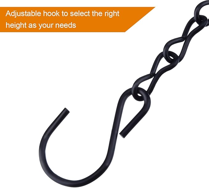 Outus 4 Pack 35 Inch Black Hanging Chain for Bird Feeders, Planters, Lanterns, Wind Chimes, Decorative Ornaments and Birdbaths Basket Extender Chain Outdoor Indoor