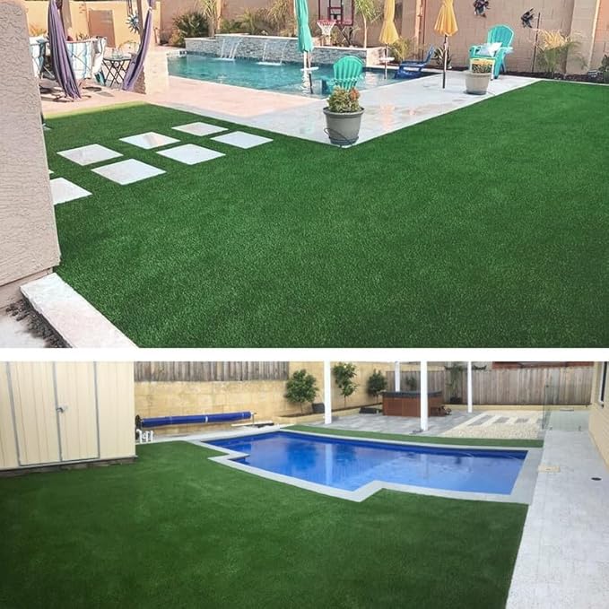 Artificial Grass Synthetic Lawn Outdoor Faux Grass Rug for Patio 0.4 Inch Pile Height 13FTx63FT Astro Turf Grass Roll Carpet Rug Indoor for Bedroom Fake Grass Rug for Pets
