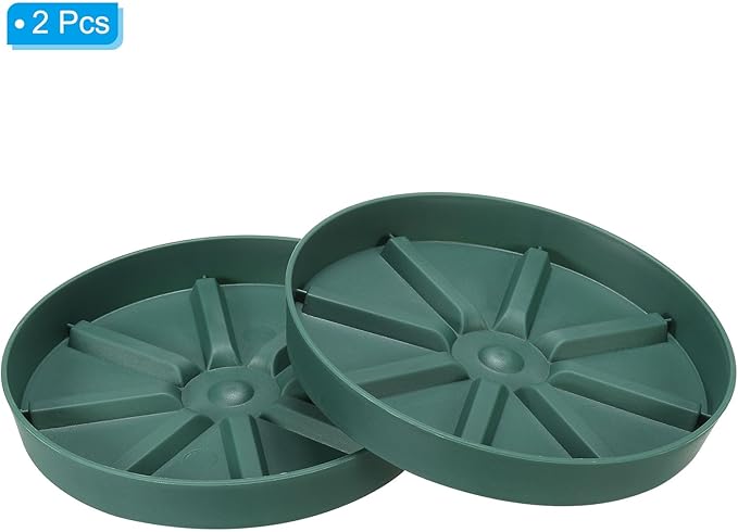 PATIKIL 6 Inch Plant Saucers Tray, 2Pcs Durable Plastic Round Flower Pot Drip Tray Thicker Anti-Rot Root for Indoors Outdoors Home Garden, Green