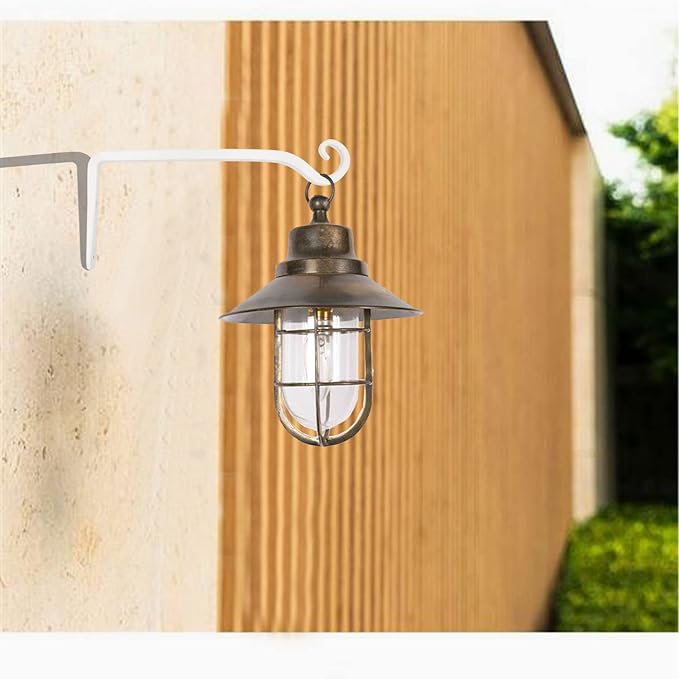 LOOGI Hanging Plant Bracket, Wall Hook Plant Hanger 10 Inch Decorative Hooks for Indoor Planter Lantern, Outdoor Bird Feeder Wind Chime, 2 Pack White