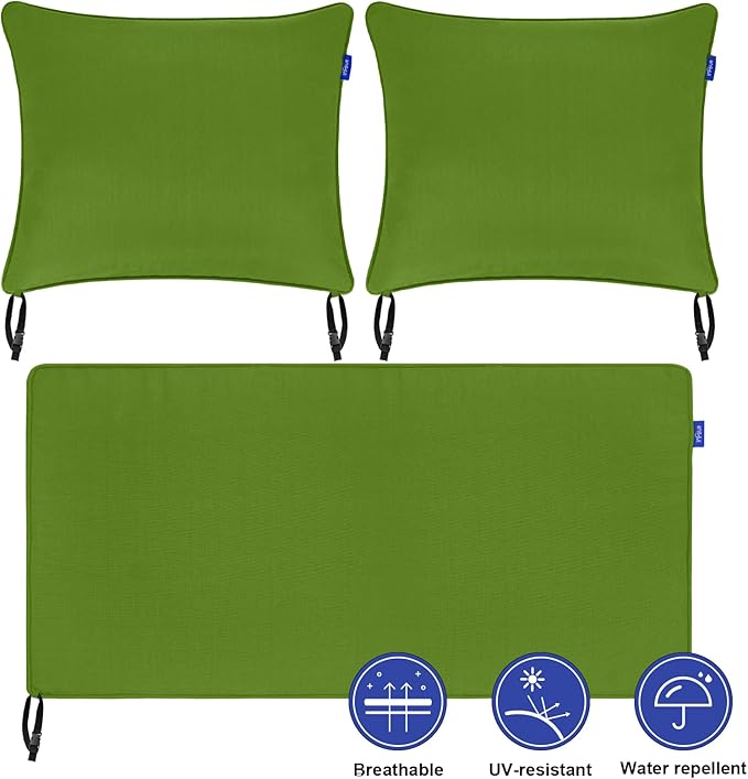 Outdoor Loveseat Cushion Set 44''x24'', Outdoor Cushions for Patio Furniture with Fastness Cover, Water Repellent Outdoor Seat Cushion and Couch Back Cushions for Bench, Swing (Grass Green, 2 Sets)