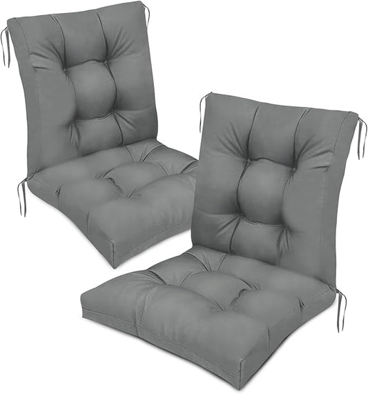 Outdoor Wicker Chair Cushions Set of 2 Solid Fluffy Patio Chair Cushion High Back Waterproof Patio Rocking Chair Replacement Pads for Outdoor Furniture Dark Grey 41.7"*20.8"*3.9"