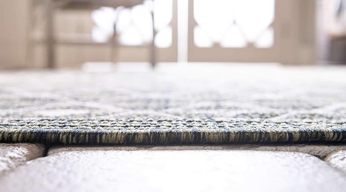 Unique Loom Outdoor Trellis Collection Area Rug - Tribal Trellis (6' 1" x 9' Rectangle, Green/ Natural)