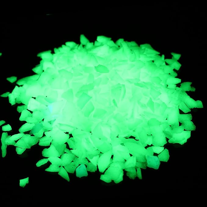 Shiny Stone Glow in The Dark Aquarium Neon Gravel Sand, Decorative Rocks for Fish Tank and Fairy Garden, Home Dec,305g/0.67lbs (5-8mm, Yellow Green)